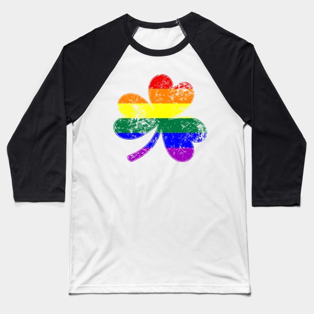 LGBTQ Shamrock Pride Flag Baseball T-Shirt by wheedesign